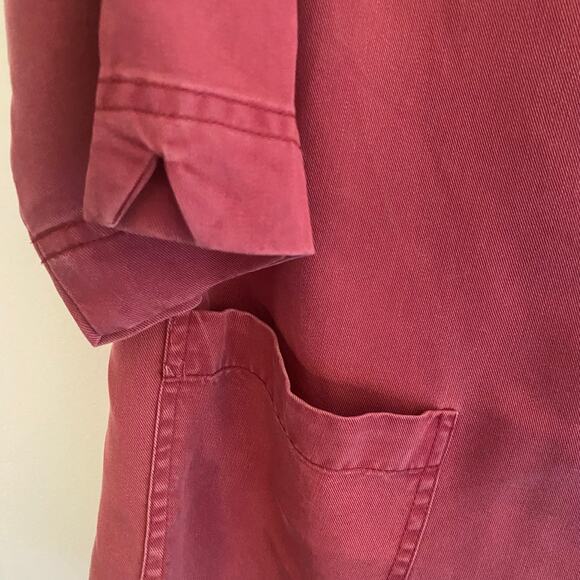 French Laundry Chore Jacket Shirt Red Lyocell Tencel Womens Size Large - Picture 8 of 9